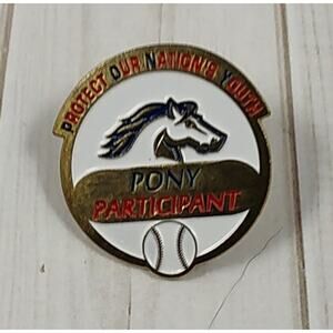 Pony Participant Pin Youth Baseball for a Hat, Lapel,  Jacket or Backpack